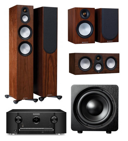 Monitor Audio Silver 300 7G Natural Walnut+Monitor Audio Silver C250 7G+Monitor Audio Silver 50 7G+Marantz SR5015 Black+Velodyne DB-15