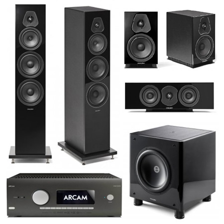 Arcam AVR30+Sonus Faber Lumina V Black+Sonus Faber Lumina Center I Black+Sonus Faber Lumina II black+Sonus Faber Gravis II Black