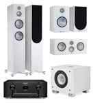 Monitor Audio Silver 300 7G Satin White+Monitor Audio Silver C250 7G+Monitor Audio Silver 50 7G+Marantz SR5015 Black+REL T/7x Piano White