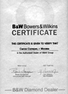 Сертификат "Bowers&Wilkins"
